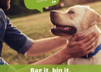 Bag it bin it poster with labrador and man