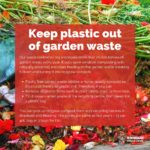 Poster asking for plastic to be kept out of garden waste and saying re3grow compost is available