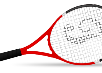 tennis racket with yellow tennis ball